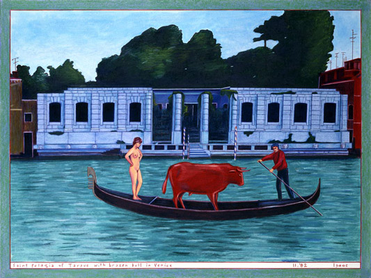1982-11 Saint Pelagia of Tarsus with brazen bull in Venice 40,5x30,5cm