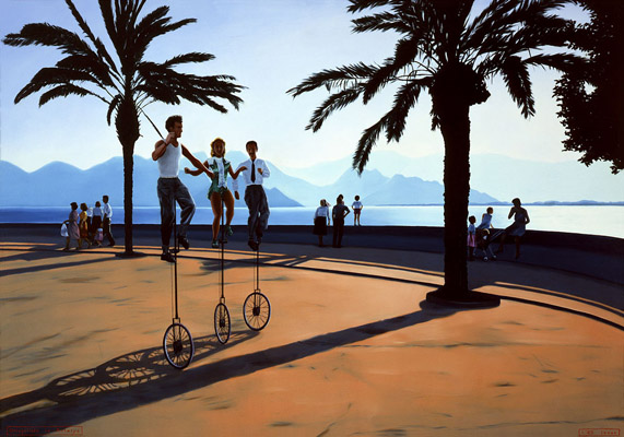 1985-01 unicyclists in Antalya 244x168 cm