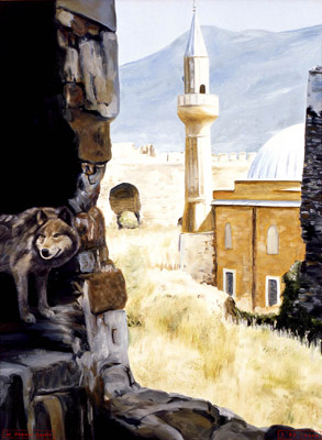 1986-03 in Anamur Castle 56x75cm